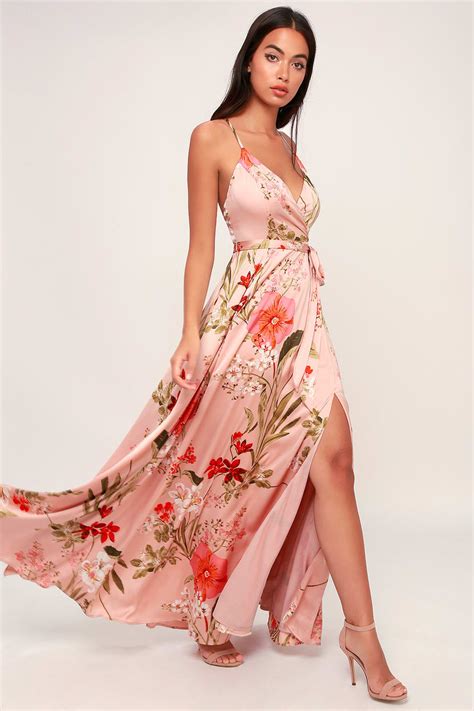 Floral Maxi Dresses For Wedding Guests Blush Pink Dresses Floral Dresses With Sleeves White