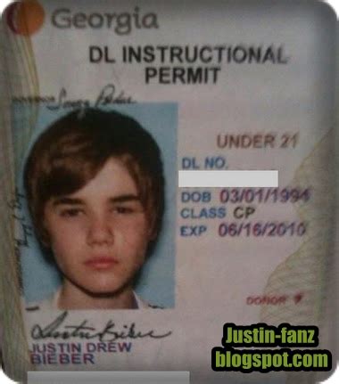 Justin Bieber Photo Justin Bieber S Driver Licences