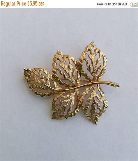 Black Friday Sale Sarah Coventry Vintage Pin Gold Tone Leaf Design