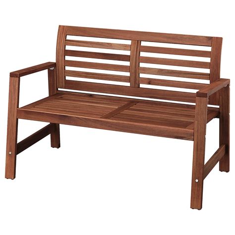 ÄpplarÖ Bench With Backrest Outdoor Brown Brown Stained Ikea