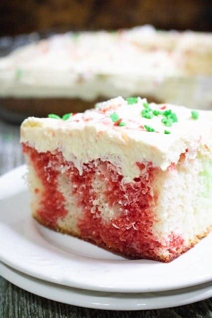 ½ package strawberry gelatin mix, combined with a ¼ cup of water. Christmas Poke Cake - Moore or Less Cooking