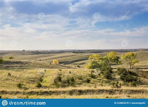 Summer Landscape Of A Nebraska Field Stock Photo Image Of Blue Trees
