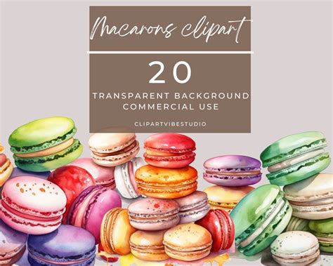 20 Watercolor Macarons Clipart Dessert Food Macarons Etsy