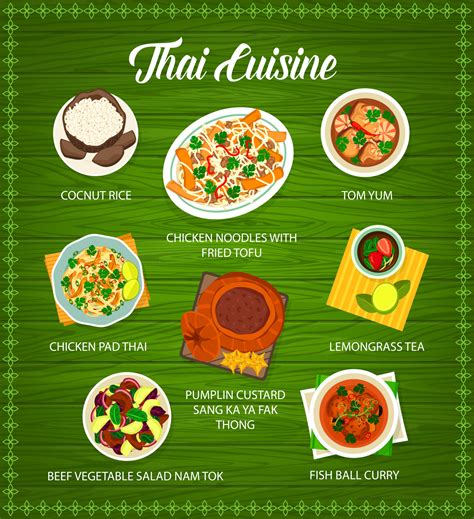 Thai cuisine menu, Thailand food, Asian restaurant 23843499 Vector Art