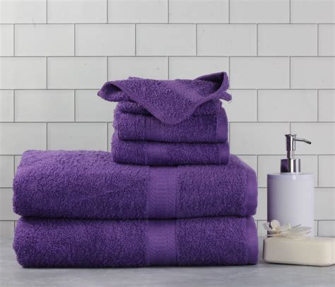 Mainstays Basic 6 Piece Towel Set Purple