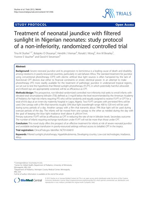 Early morning sunlight cures jaundice in newborns. (PDF) Treatment of neonatal jaundice with filtered ...