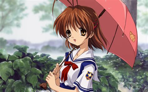 1920x1080 Anime Cloud Sky Girl Umbrella Sad Rain