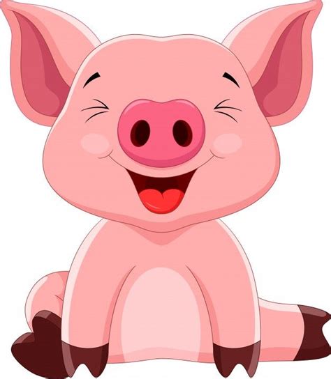 A Pink Pig Sitting On The Ground With Its Tongue Out And Eyes Wide Open