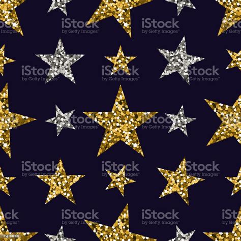 Gold And Silver Stars On Blue Background Stock Illustration Download