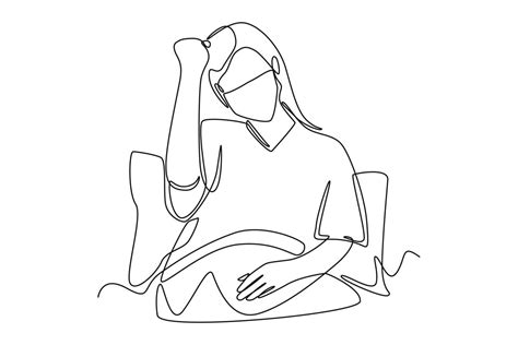 Single One Line Drawing Female Patient Show Enthusiasm For Recovery