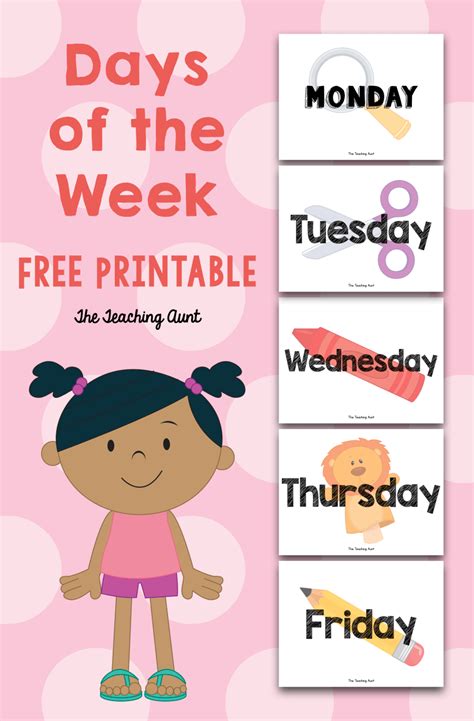 Days Of The Week Flashcards Printable