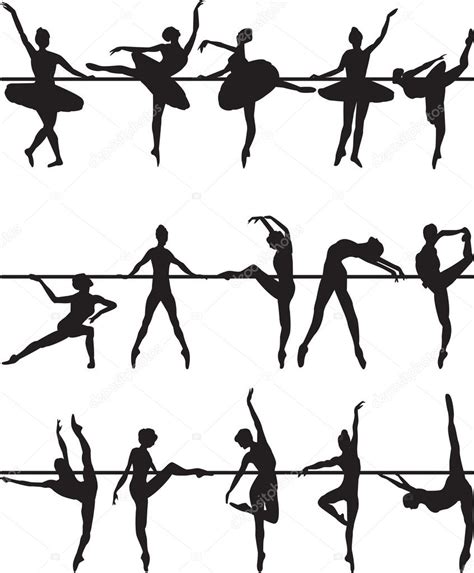 Bailarinas De Ballet Siluetas Vector Gráfico Vectorial © Roman4 Imagen