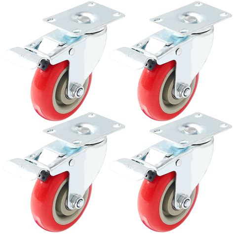 Set Of 4 Swivel Plate Casters 25 Polyurethane Wheels 2 With Total