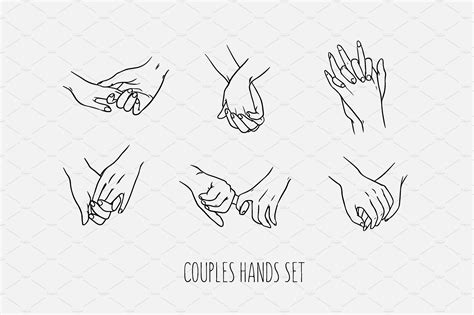 set of love couples holding hands people illustrations ~ creative market