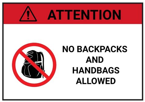 No Backpacks And Handbags Allowed Template Postermywall