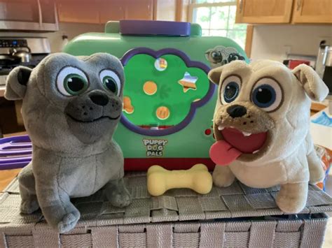Disney Jr Puppy Dog Pals With Carrier And Bone Plush Bingo And Rollie