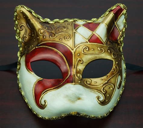 Traditional Venetian Cat Mask Red Maskerade Outfit Maskerade Mask