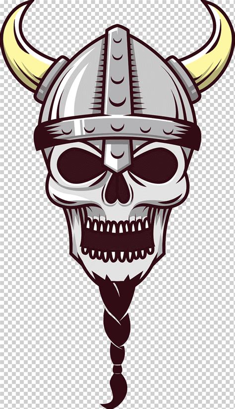 Cráneo Vikingo Humano Con Ilustración De Casco Escandinavia Vikingo