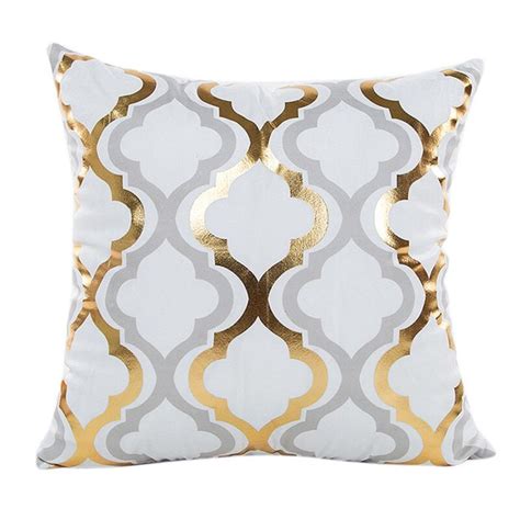 Geometric Gold Foil Pillow Covers Case Golden Design Living Room