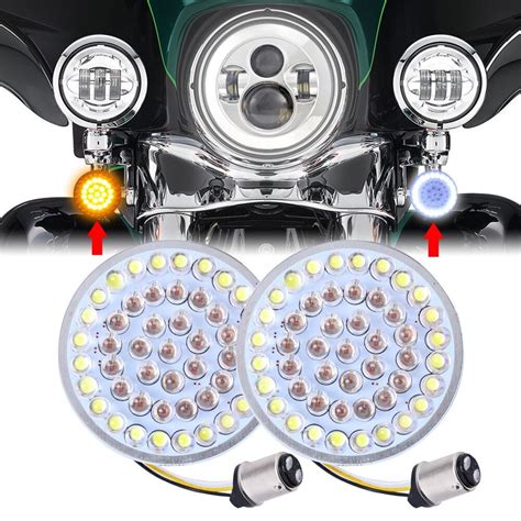 2 Bullet Style 1157 White Drl Amber Turn Signal Led Inserts Bulb For