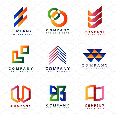 Set Of Company Logo Design Ideas Background Graphics ~ Creative Market