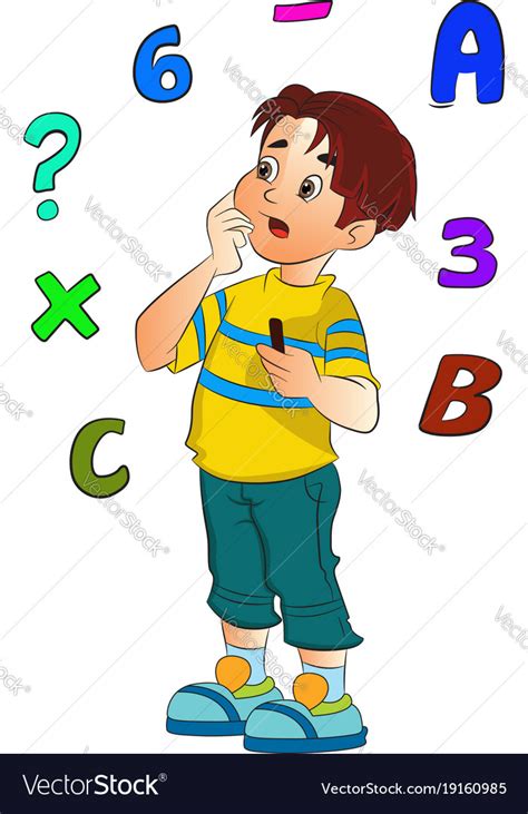 Boy Solving A Math Problem Royalty Free Vector Image