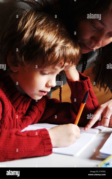 Child Doing Homework Stock Photo Alamy