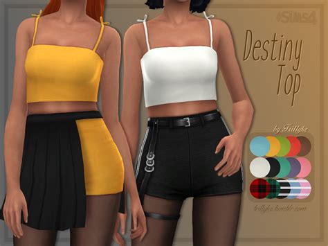 Trillyke Destiny Top In 2020 Sims 4 Clothing Sims 4 Summer Crop Tops