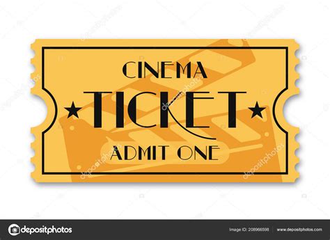 Cinema Ticket Isolated Background Vintage Admission Movie Ticket