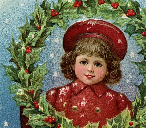 Victorian Christmas Clip Art Girl With Wreath The