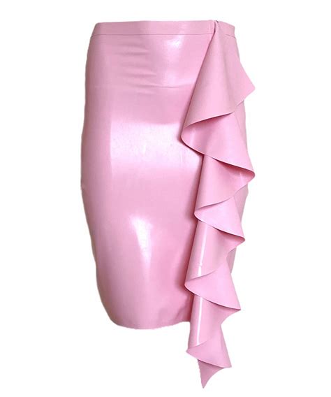 Latex High Waisted Ruffle And Zip Pencil Skirt Latex Lingerie Uk Shop