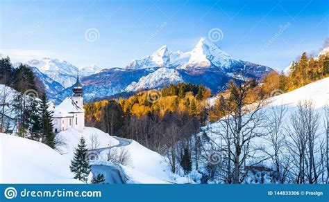 Beautiful Winter Wonderland Mountain Scenery In The Alps