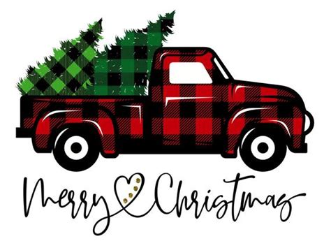 Black truck icon free illustration. Buffalo Plaid Merry Christmas Truck Trees PNG INSTANT ...