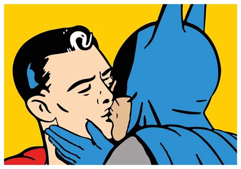 Batman Superman Gay Comic Icon Kissing Queer Art For The Home Etsy