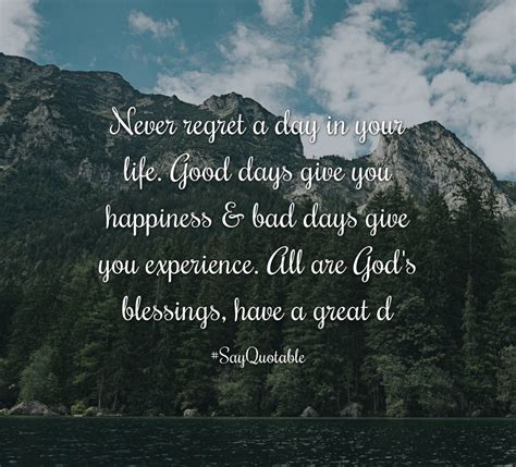 Quotes About Never Regret A Day In Your Life Good Days Give You