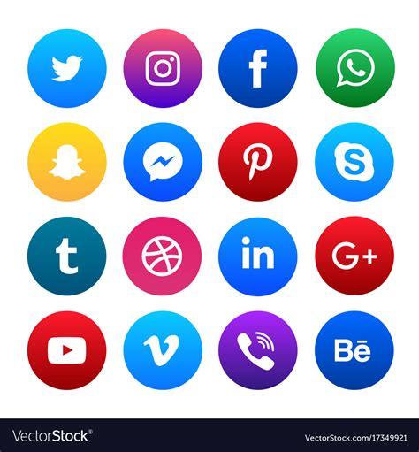 Social Media Icons Set Royalty Free Vector Image