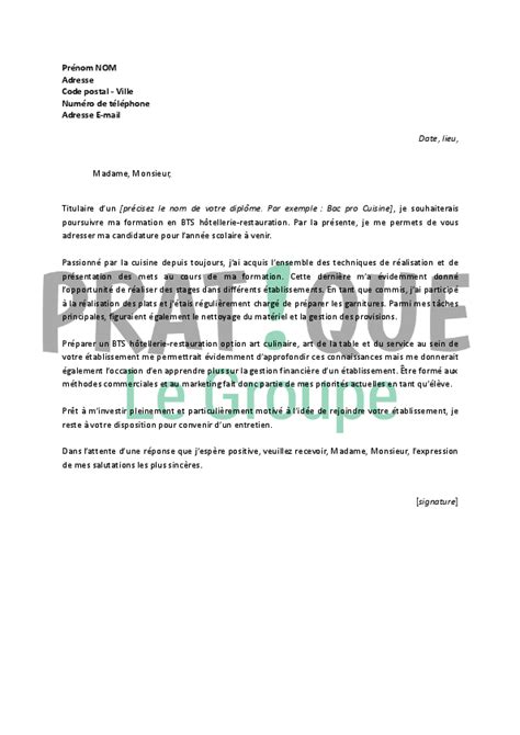 Modele lettre de motivation restauration collective