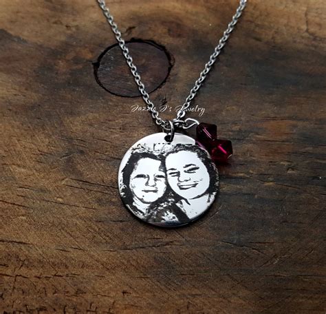 Engraved Photo Necklace Picture Necklace Photo Engraved Etsy