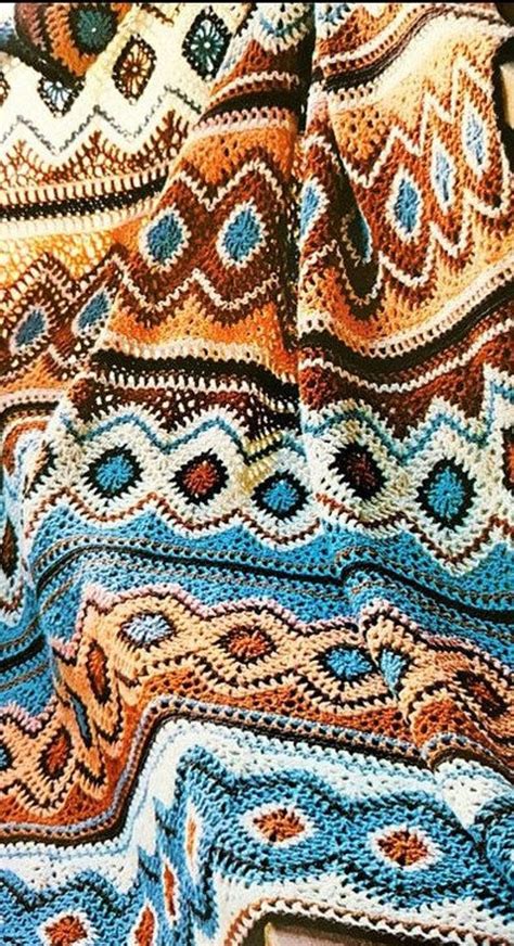 Navajo Crochet Pattern Vintage Crochet Navajo Afghan