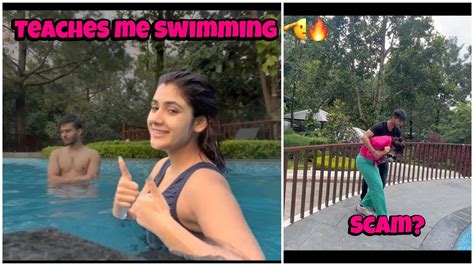 She Teaches Me Swimming🔥 Pushed Her In The Pool😳 Youtube