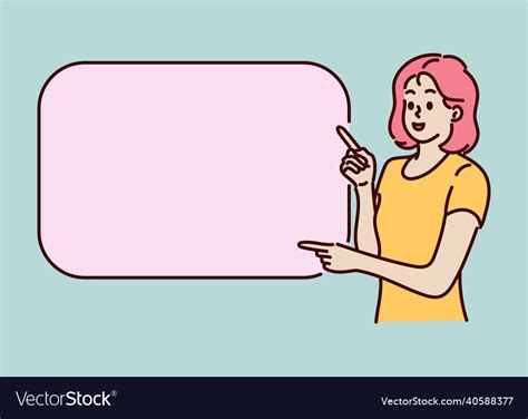 Hand Drawn Woman Pointing Finger At Copy Space Vector Image