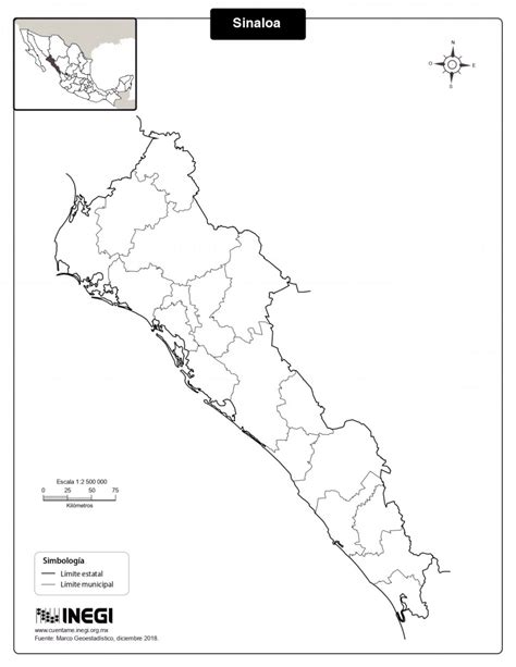 Mapa Del Estado De Sinaloa Con Municipios Mapas Para Descargar E