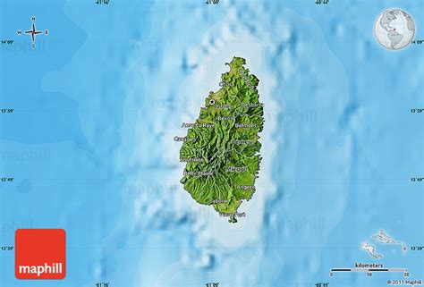 St Lucia Satelliten Karte