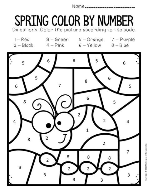 Color By Number Spring Preschool Worksheets Ladybug The Keeper Of The