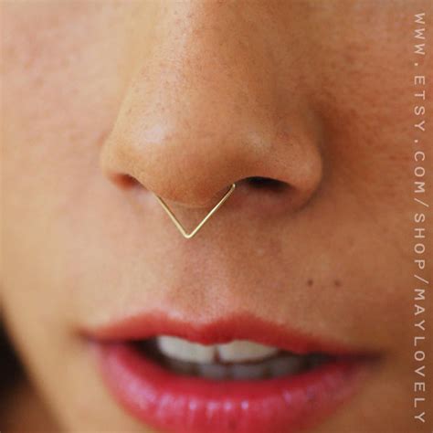 Triangle Septum Nose Ring Septum Ring Gold Gold Septum Etsy