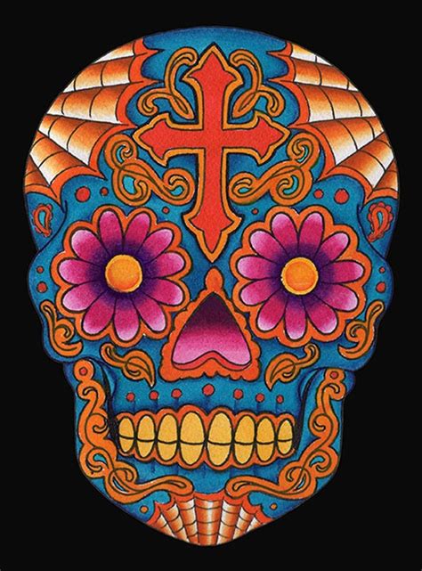 Day Of The Dead Skull Drawings Colored