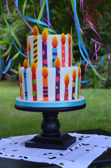 May your birthday be sprinkled with fun and laughter. Colorful Fondant Candle Birthday Cake - CakeCentral.com