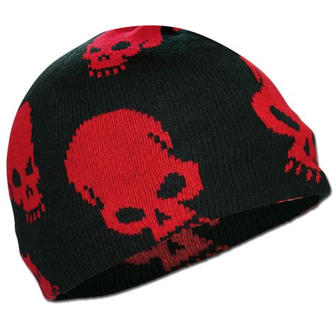 Beanie Cap Red Skull Beanie Cap Red Skull Caps Head Gear Clothing