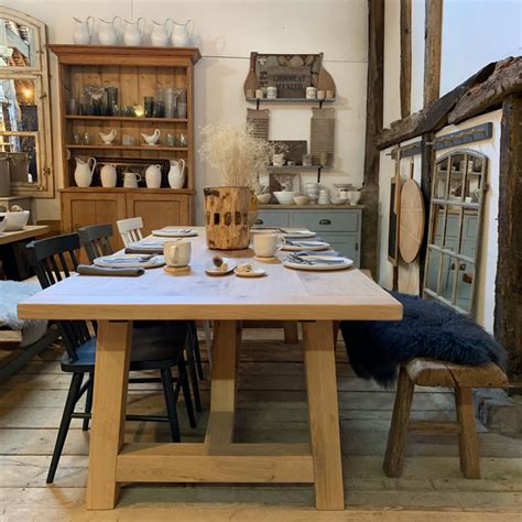Modern Rustic Oak Dining Table Home Barn Vintage Legs
