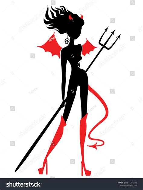 Sexy Devil Woman Long Hair Tail Stock Vector Royalty Free 1811255149 Shutterstock